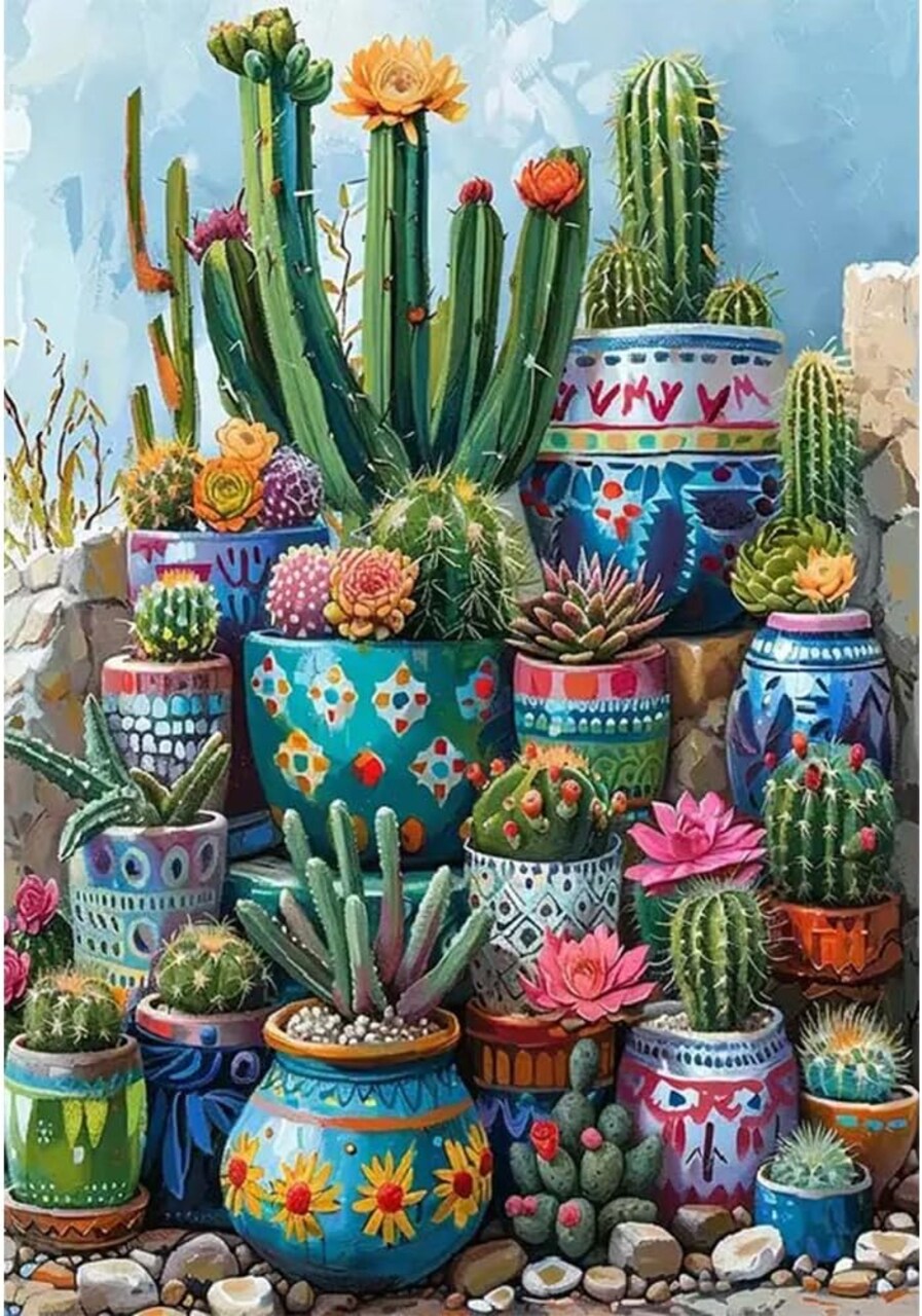 Paint by Numbers Kit for Adult, Adults' Paint-by-Number Kits, Cactus Acrylic Simple Painting by Numbers Kits on Canvas, Digital Oil Number Painting Kits